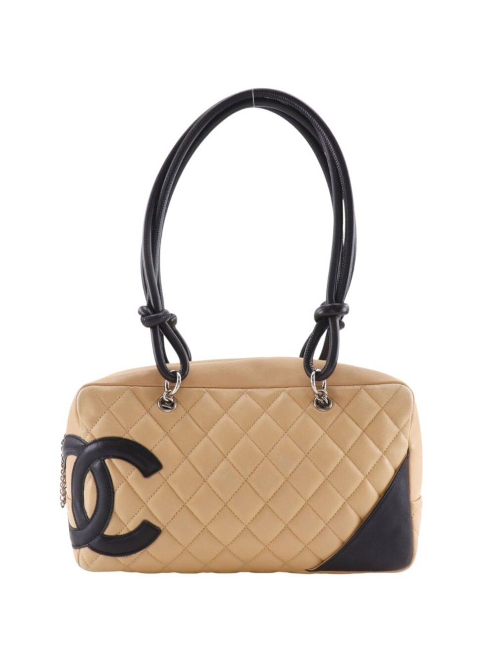Chanel Bowling Bag Cambon Line Leather Beige Tote